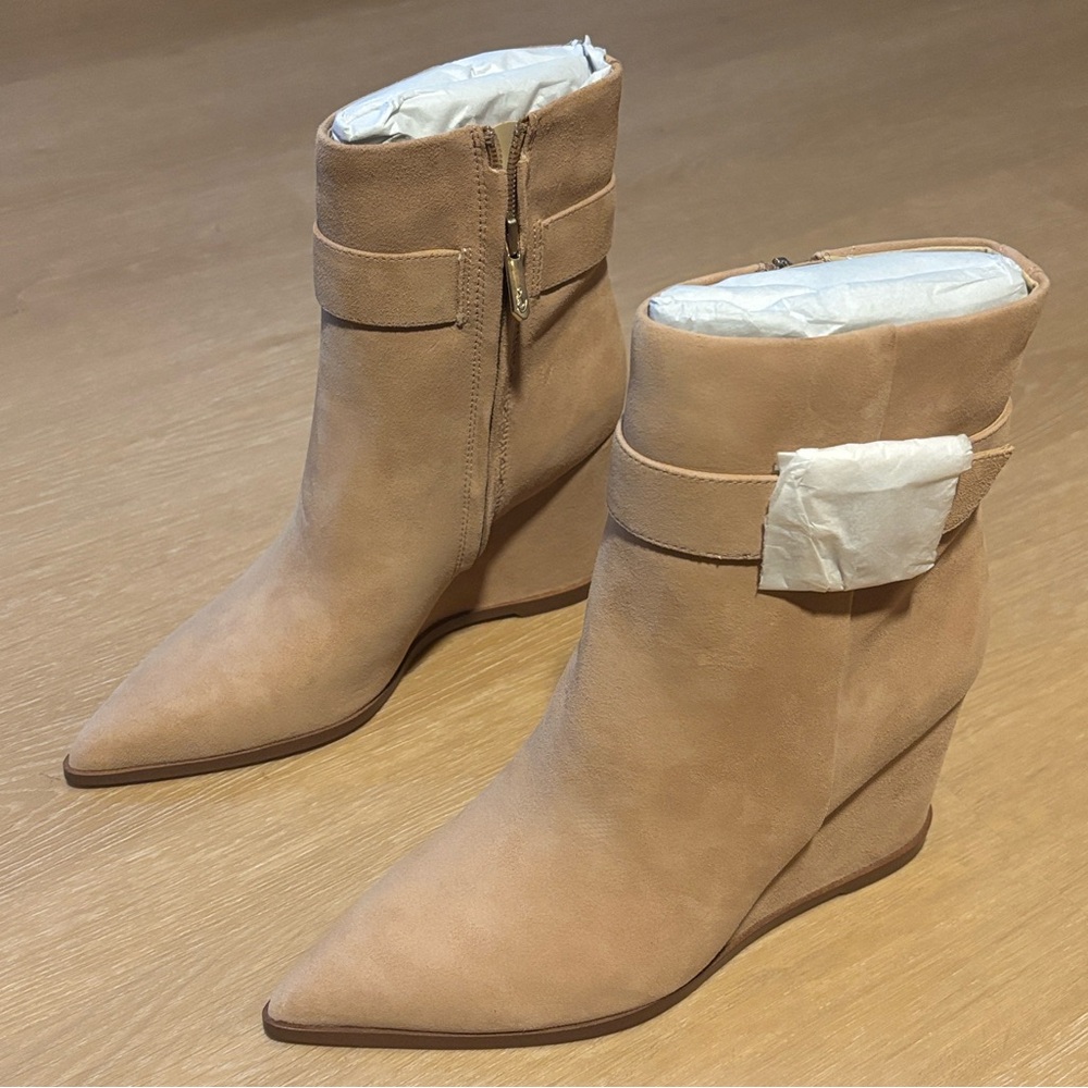 NIB Sam Edelman Weslie Tan Wedge Boots size 6.5